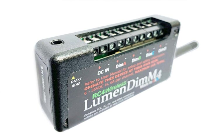 DMX IN/OUT, RDM port of RC4 dimmer