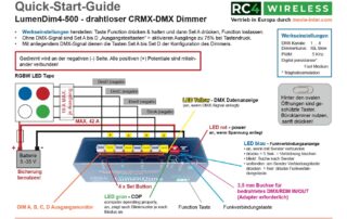 Quick-Start-Guide, Anleitung RC4 Wireless LumenDim4 drahtloser 4-Kanal CRMX Lumenradio/W-DMX Dimmer