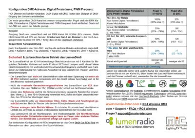 Quick-Start-Guide, Anleitung RC4 Wireless LumenDim6 drahtloser 6-Kanal CRMX Lumenradio/W-DMX Dimmer