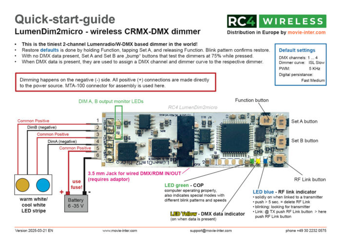 LumenDimM2micro 2-Kanal CRMX/W-DMX drahtloser Dimmer – Bild 5