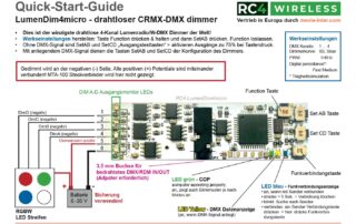 LumenDim4 micro drahtloser 4-Kanal Lumenradio CRMX/W-DMX dimmer Quick-Start-Guide for RC4 Wireless